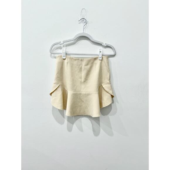 Zara Pull On High Waisted Ruffle Trim Flared Mini Skirt Cream Women's Size XS - Picture 3 of 5